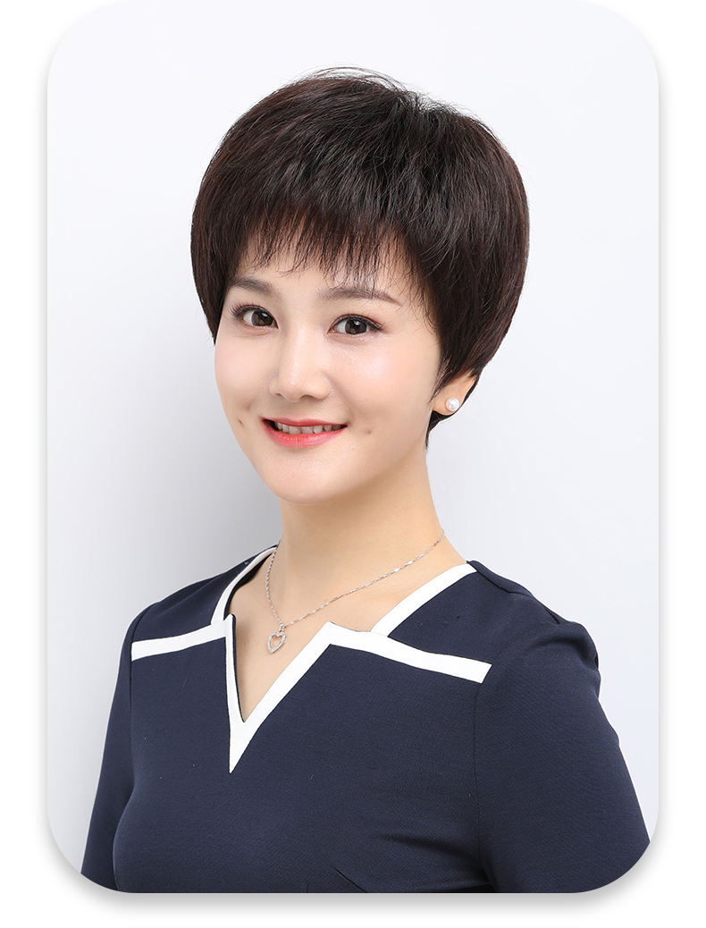 Baisitang Women's Short Wig Full Head Cover Short Straight Hair for Middle-Aged And Elderly Mothers, One-Size Wig Made of Real Hair (Dark Brown) 8