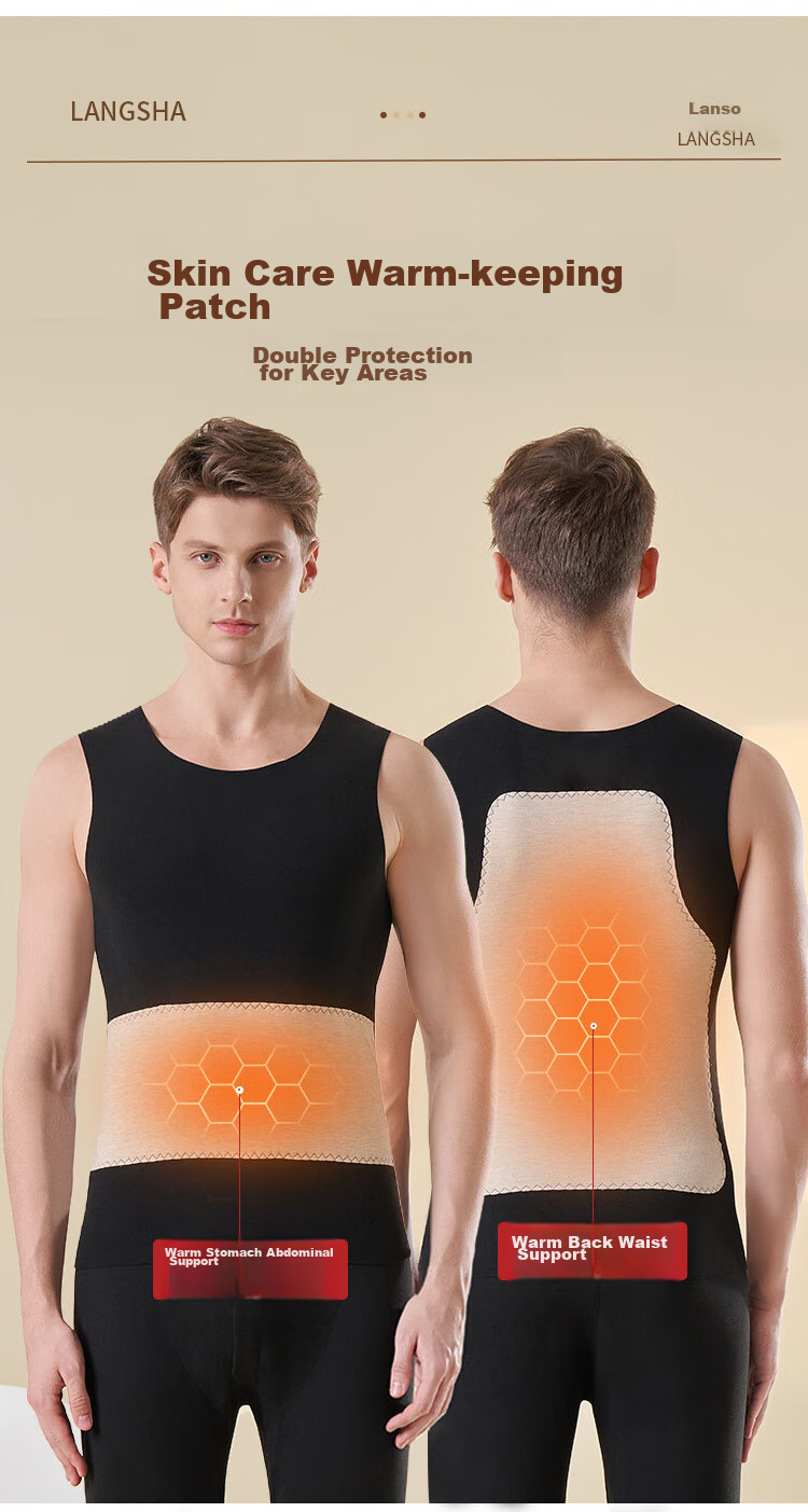 LangSha Thermal Vest for Men, Wool And Silk Patch, Slim Fit, Seamless, Sleeveless, Plus Size Undershirt 7