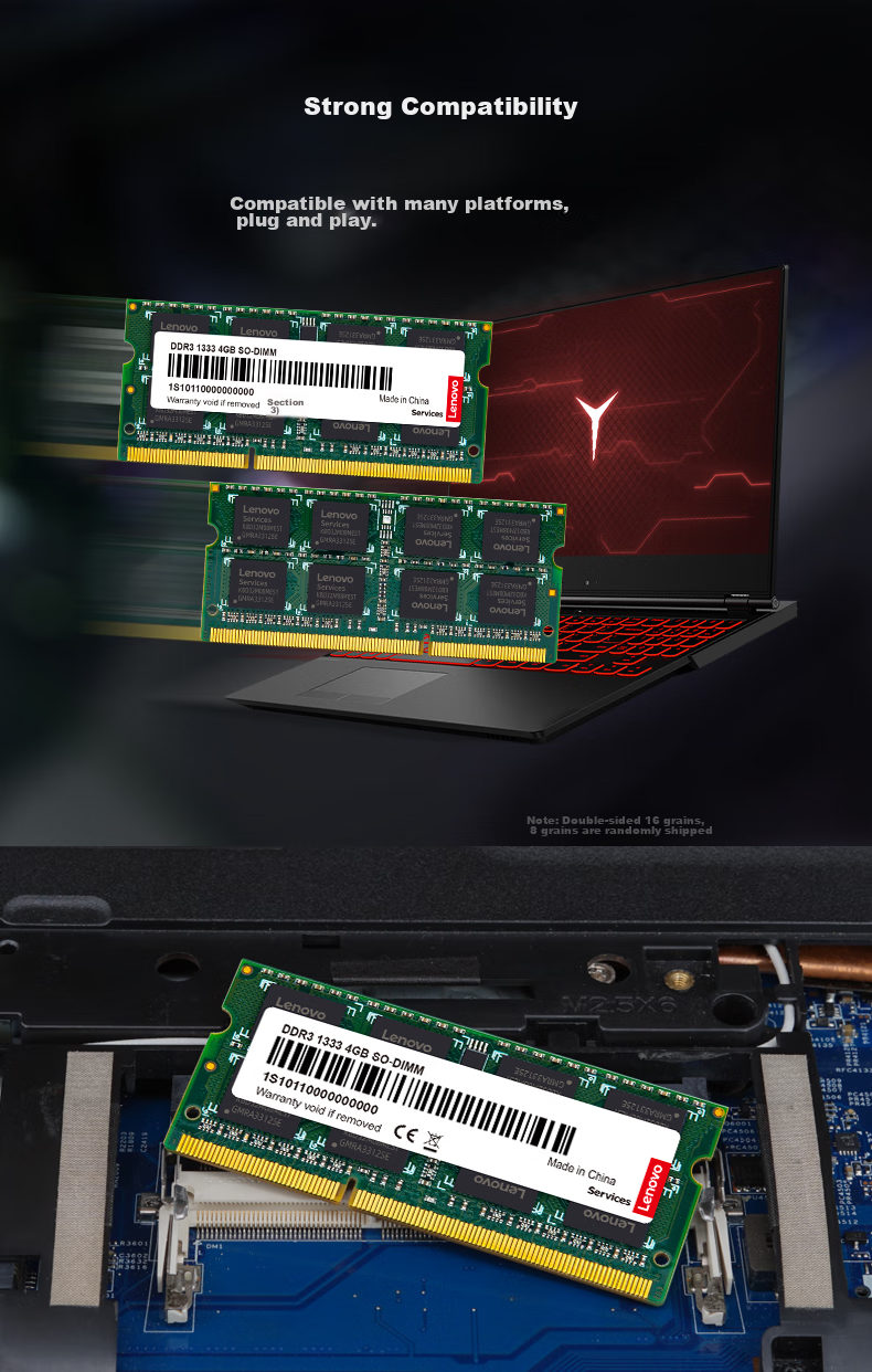 Lenovo 8GB DDR3 1600 Laptop Memory Module, Standard Voltage, Not Compatible with Low Voltage 3