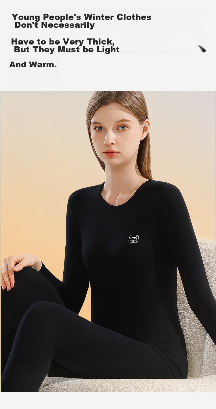MiiOW Thermal Underwear for Women, Modal Base Layer with Cashmere And Silk, Autumn Top And Bottom Set, Pink, Size L 16