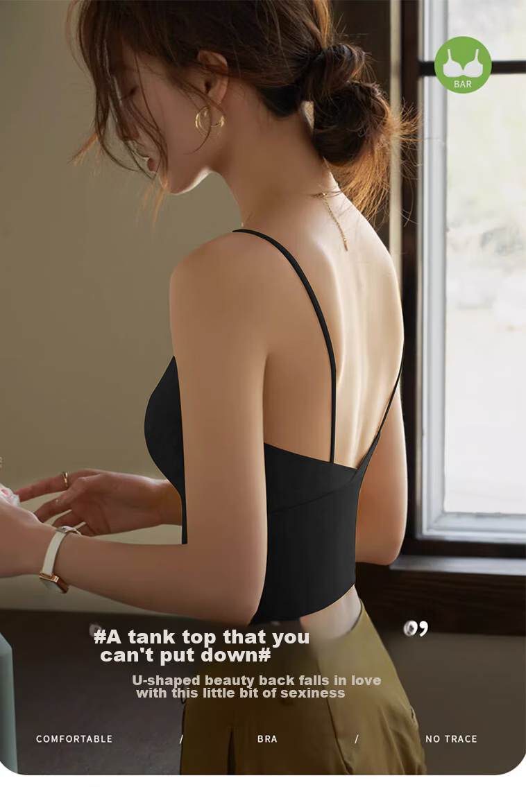 FitonTon Women's Camisole Bra, Beautiful Back Design, Sports Yoga Underwear with Built-In Bra Pad, Sexy Lingerie, White, Size M 1
