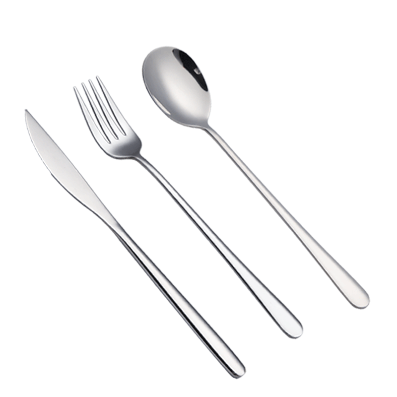 JD Jingzao Stainless Steel Spoon Fork Soup Spoon Fruit Fork Western Steak Cutlery Set with Black Ebony Wood Handle - 3 Pieces