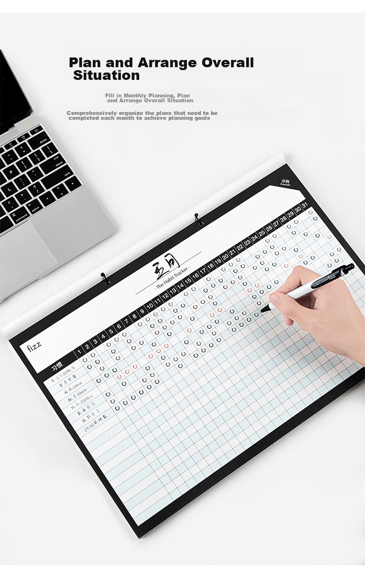 Fizz Calendar Notebook Creative Multifunctional Model Self-Fill Business Office Desk Calendar with Notes, Wall Clock Desktop Ornament for Office, Exam Preparation And Planning FZ335013 7