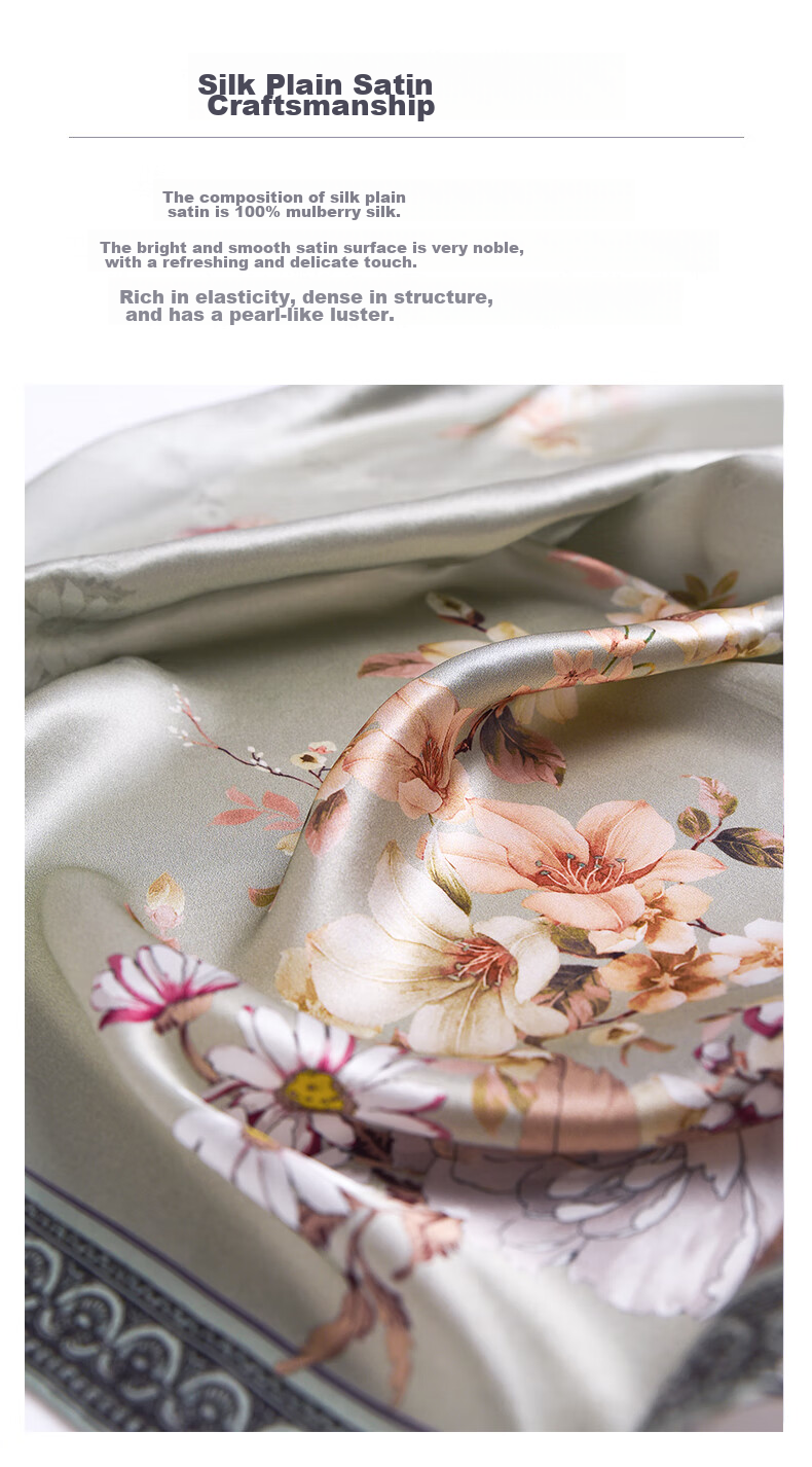 Hangsilu Silk Scarf for Women, Chinese Style Long Scarf, Mulberry Silk Shawl, Birthday Gift, Mid-Autumn Festival Gift for Mom And Teachers 3