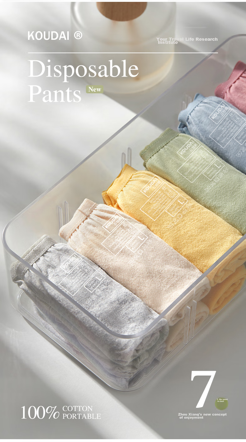 HINCLOUD Xin Yun 7-Day Disposable Underwear for Women, Travel-Friendly Pure Cotton Ladies' Morandi Mixed Color L Size 3