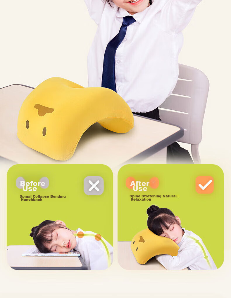 Back2 Elementary School Nap Pillow Children's Rest Pillow Classroom Desk Sleeping Pillow Gray 5