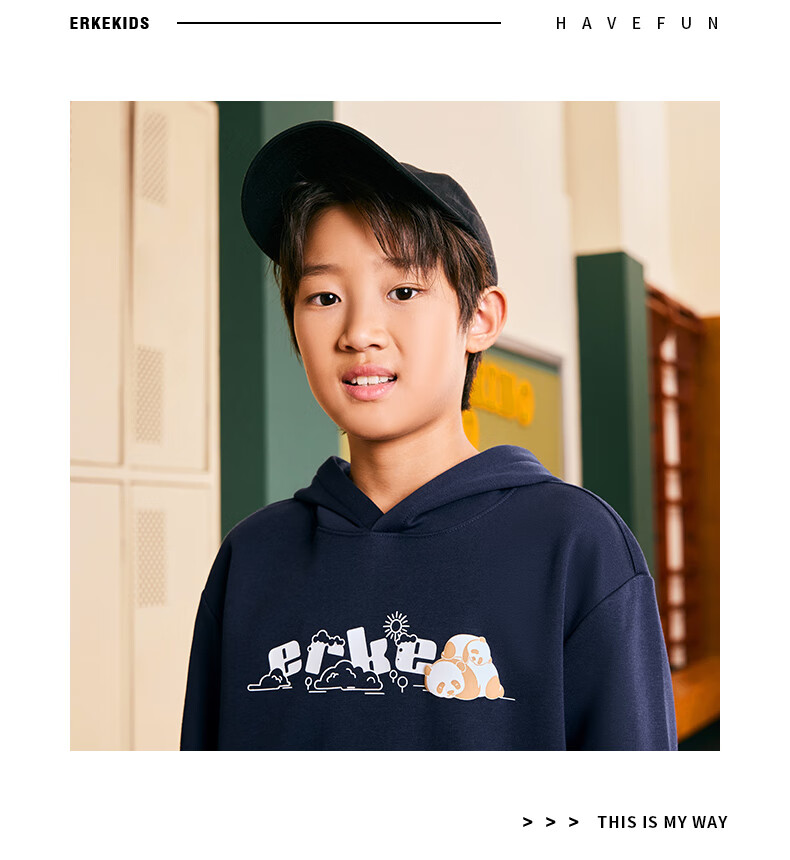 ERKE Kids Unisex Hooded Sweatshirt Children's Winter Warm Thick Hoodie Dongfanghong 130 26