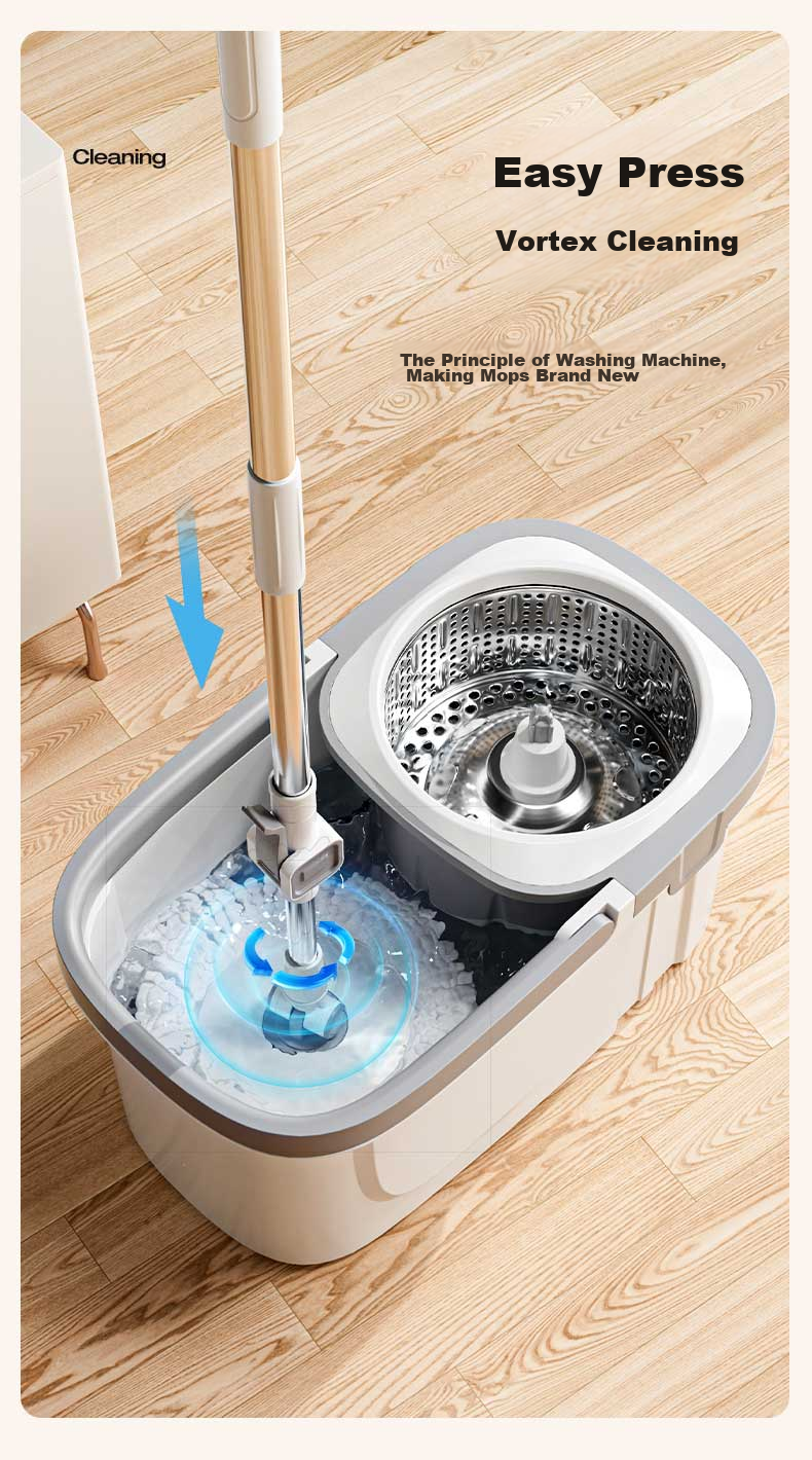 Wuyuehua Rotating Mop, 2 Cloth Set for Home Use, No-Hand Cleaning, 2026 Mop with Bucket, Complete Set Including Absorbent Floor Cloth 4