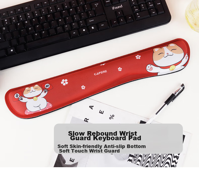 CAPERE Keyboard Wrist Rest, Slow Rebound Large Hand Support Wrist Pad, Comfortable Computer Office Wrist Cushion, Black H221, 420x85x25mm 1