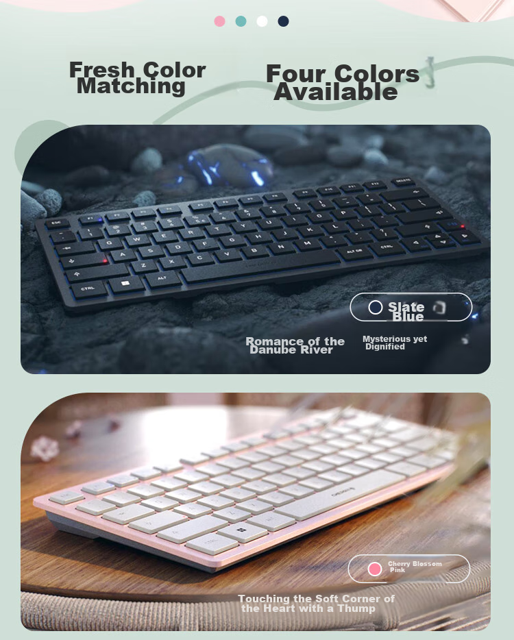 CHERRY KW7100 MINI Compact And Slim, Business Office Home Use, Portable Keyboard, Bluetooth Quiet Keyboard with Three-Port Connection, Membrane Keyboard Panel in Rock Blue 3