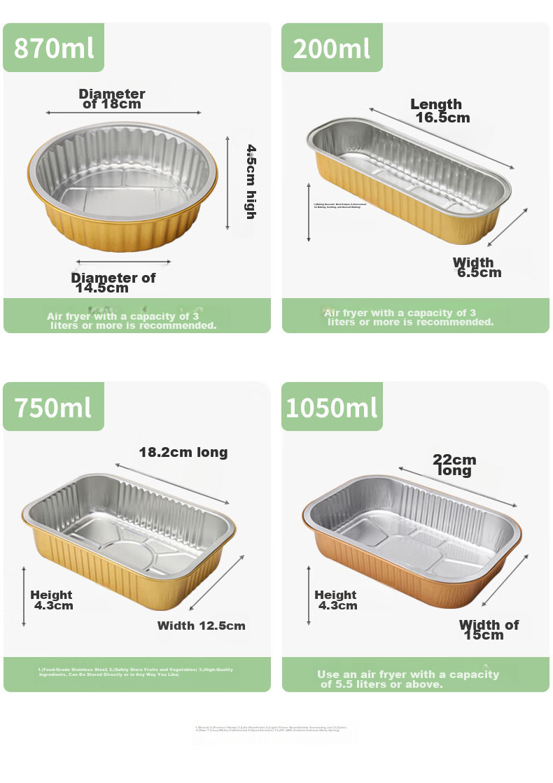 Faxilon Air Fryer Aluminum Foil Bowls And Trays, Reusable, Heat-Resistant, Thickened Baking Molds, Set of 30 4