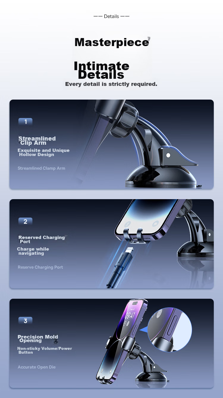 Baseus Car Phone Holder, Suction Cup Navigation Mount for Car Dashboard, Front Windshield And Center Console Holder 17