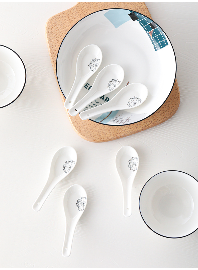 SUSHI CERAMICS Dandelion Series Small Soup Spoons Set of 10 5