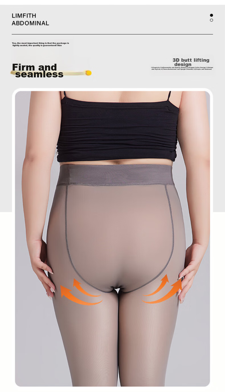LangSha Faux Sheer Leggings for Women, Spring And Autumn Thin Fleece, Wearable As Outerwear, Plus Size, Nude Feel, Flight Attendant Gray Pantyhose Stockings 4