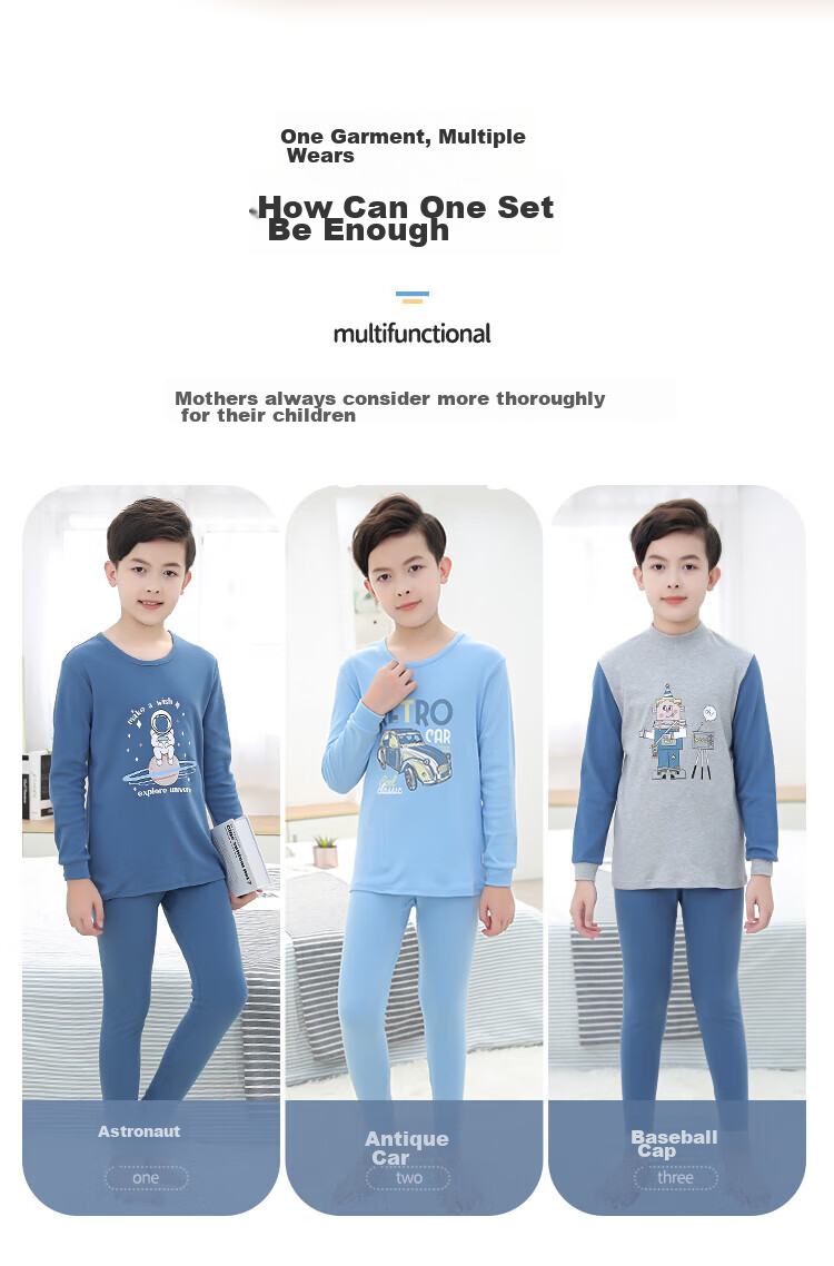 Hengyuanxiang Children's Underwear Set, Boys' Pure Cotton Turtleneck Autumn Top And Pants, Kids' Base Layer Cotton And Wool Set, Little Prince 150 11