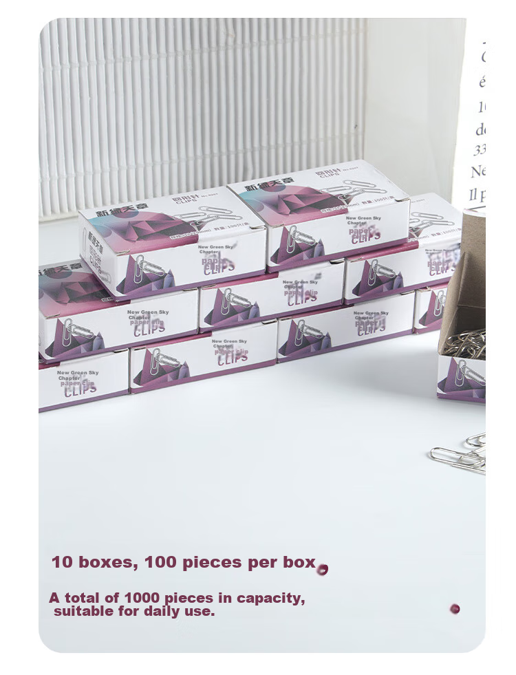 TANGO TANGO Paper Clips #3 29MM, Nickel-Plated Metal Anti-Rust Binder Clips, 10 Boxes Containing 1000 Pieces, Office Financial Storage Stationery Supplies Back-To Supplies Clips Exam Papers 6