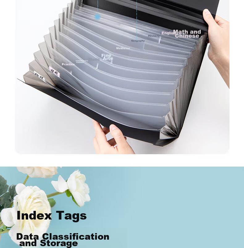Deli 13-Compartment A4 Handbag/accordian File Folder/document Holder, Multi-Layer Stylish Office Student Handheld Conference Briefcase, Gray 5236 6