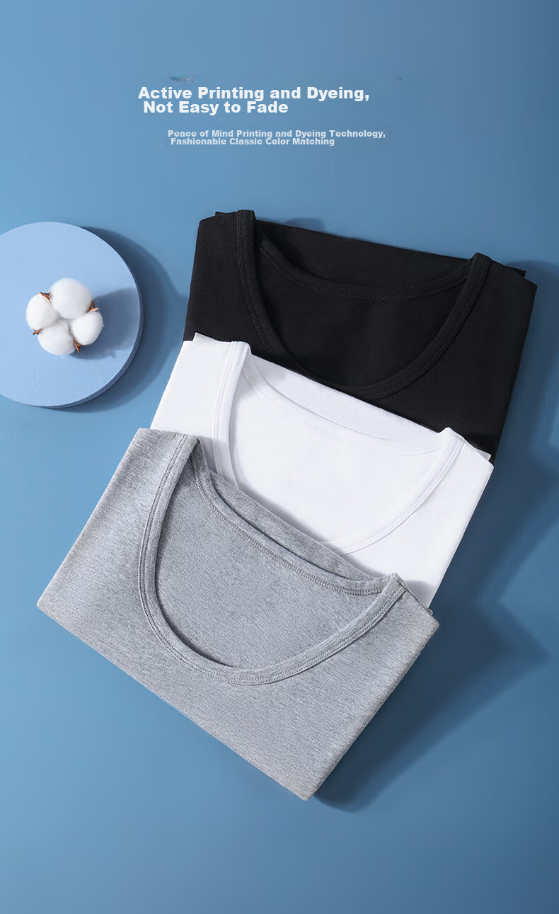 Hengyuanxiang [Large Size Wide-Shoulder Sleeveless Tank Top] Men's Pure Cotton Elastic Undershirt, Autumn Winter Sports Thin Cotton Undershirt 9