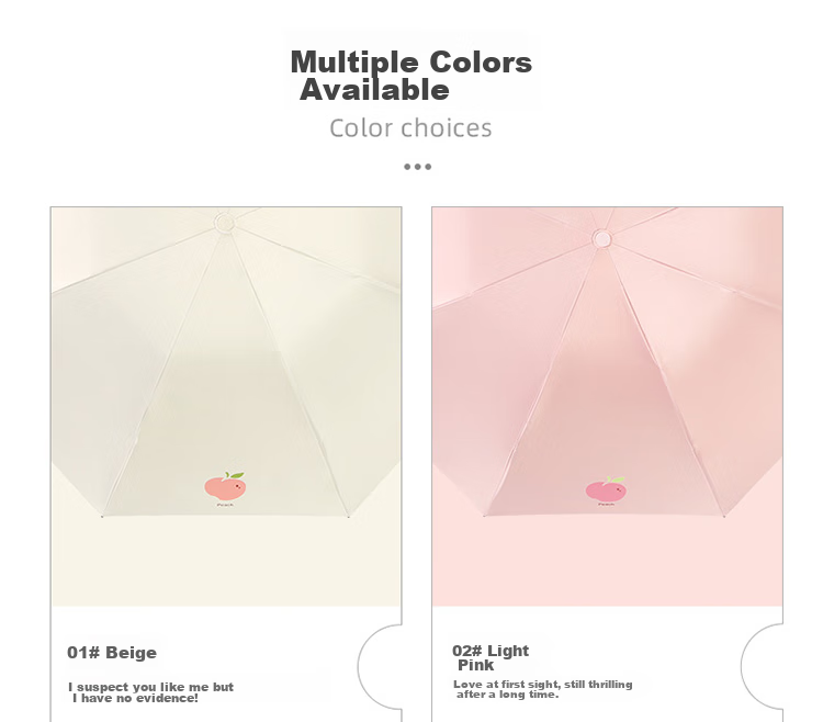 Tiantangshan UV Protection Folding Umbrella, Sunshade Umbrella with Black Coating, Peach Pattern, Suitable for Both Sunny And Rainy Days, Pink 13