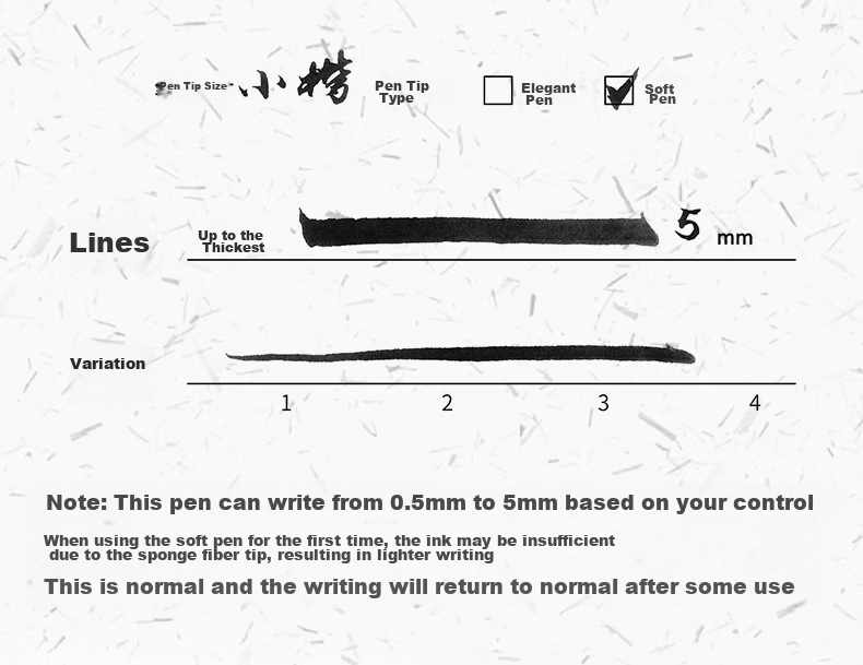 HERO Fountain Pen-Style Brush Pen 2061, Soft-Tip Medium Regular Script Calligraphy Pen with Refill, for Adult Beginners And Students, Black 5