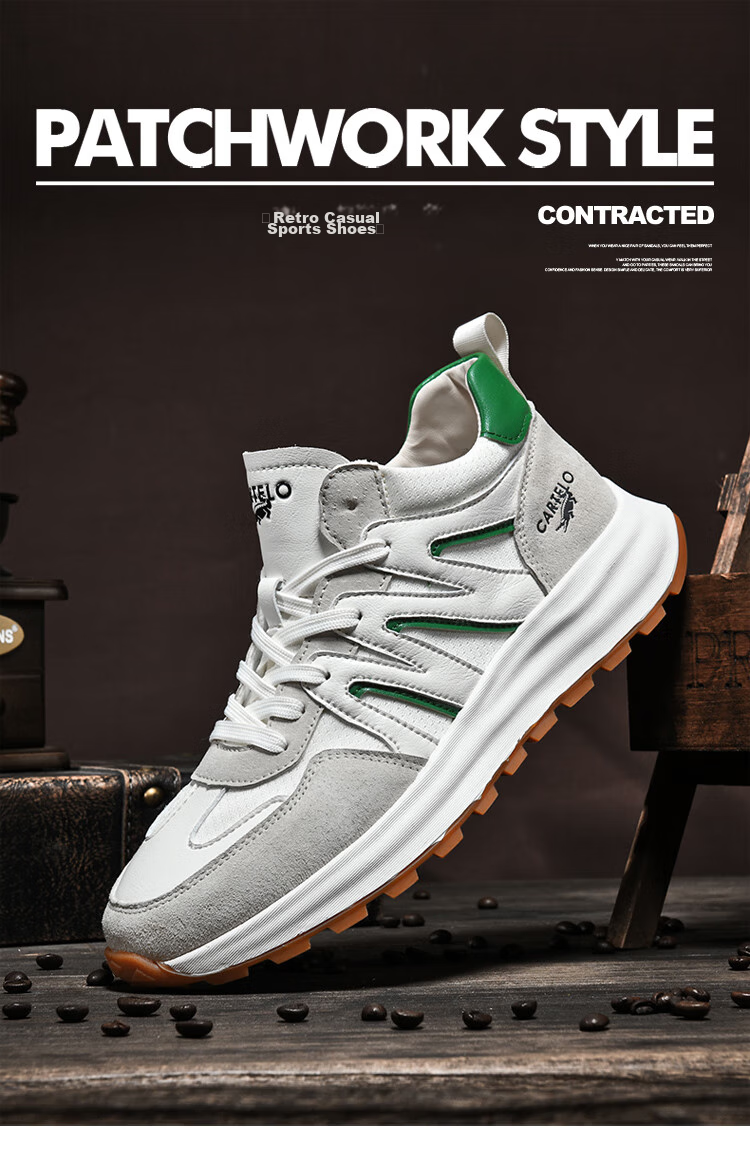 CARTELO Men's Shoes, Spring And Summer Casual Sports Running Hiking Dad Shoes, Travel Sneakers, QH8306, Sand Green, Size 39 27