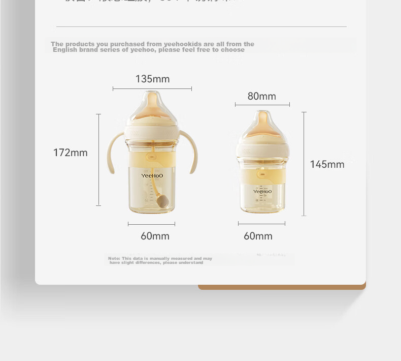 YEEHOO Newborn Anti-Colic Noble Bottle, Baby PPSU Bottle, 150ml S Size Nipple + Y Size Nipple 24