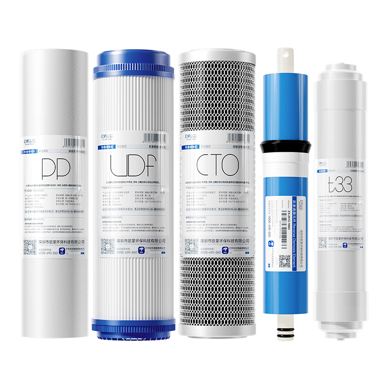 Zuanxin Universal Water Purifier Filter Cartridge, Pure Water Machine RO75G Reverse Osmosis Membrane Water Purification System, Complete Set of Five-Stage 10-Inch PP Cotto