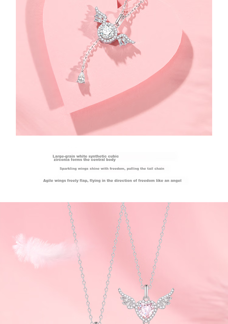 Fanci Angel Heart Necklace, Women's Gift Box Style Pendant, Luxurious And Elegant Birthday Gift for Girlfriend 3