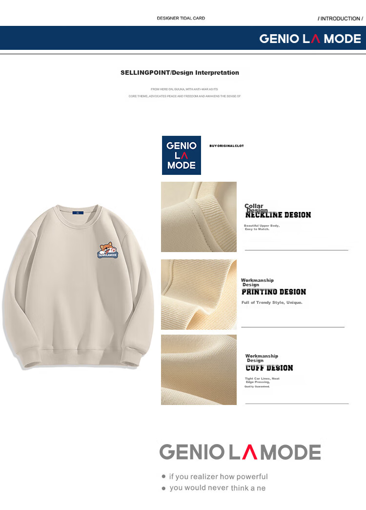 GENIOLAMODE Brand American-Style Sweatshirt for Men, Spring And Autumn Style, Trendy Long-Sleeve Round Neck Top, Casual Loose-Fitting Couple Outfit for Teenagers 5