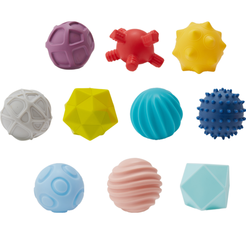 Beienshi Baby Toys, Multi-Textured Soft Rubber Sensory Balls, Touch And Grasp Balls, Gift Box Set of 10, Children's Day Gift