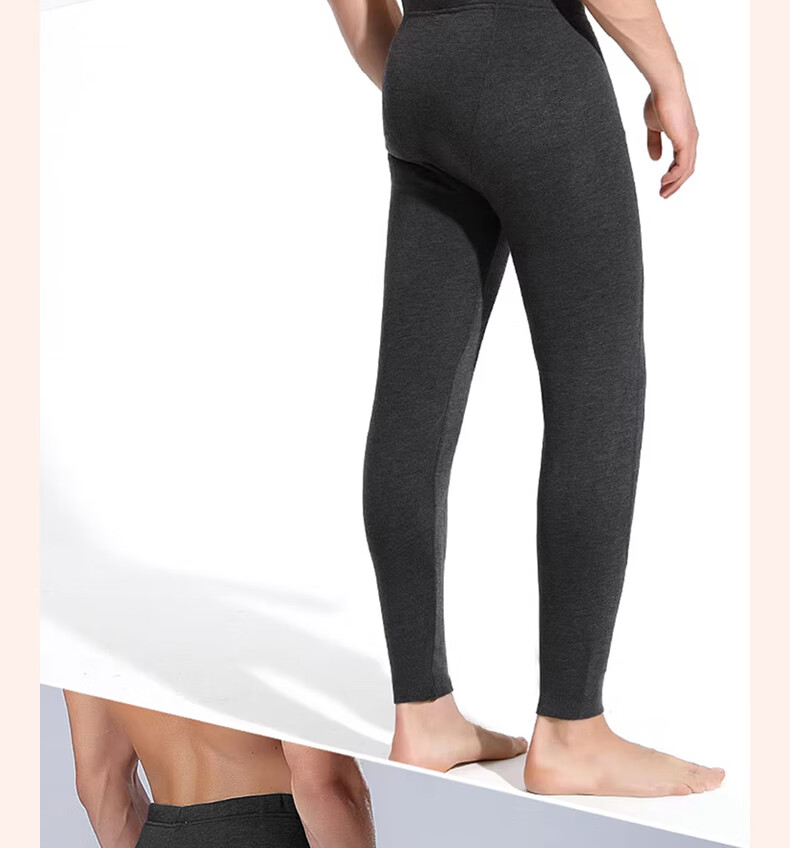 LangSha Men's Thermal Pants Thickened Wool Knee Protection Fleece Lined Leggings Plus Size Autumn Winter Cotton Pants 20
