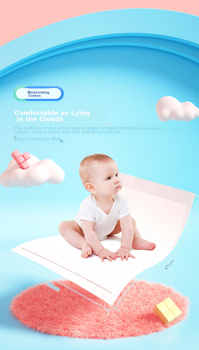 Mianzhirun Baby Diaper Changing Pad [80 Pieces], Water-Resistant Breathable Newborn Care Pad, Disposable Baby Bed Sheet, 35*45cm 9