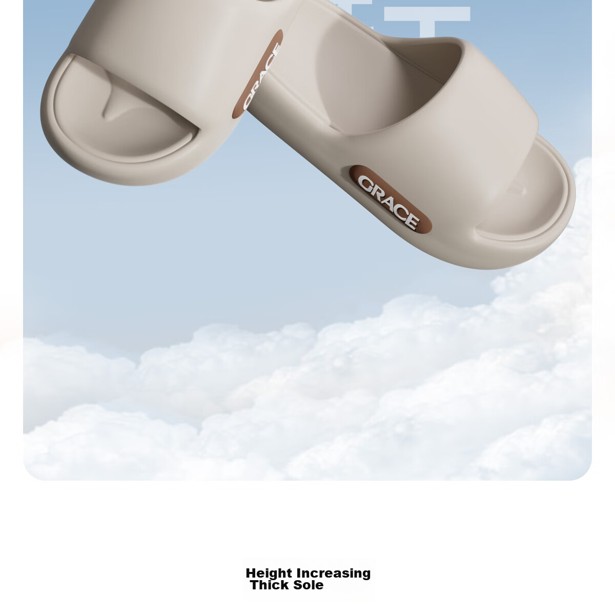 Grace Slippers for Men, Summer Home Use, Squishy EVA Thick-Soled Bathroom Shower Non-Slip Odor-Resistant Soft Elastic Sandals 9