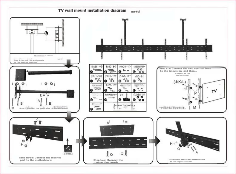 Yizhigu TV Multi-Screen Mount, Compatible with 32/40/43 Inch, Universal Double-Double Dual-Rod Ceiling Mount, Customizable Hanging Bracket for Bubble Tea Shops, Supermarkets, And Airports 9