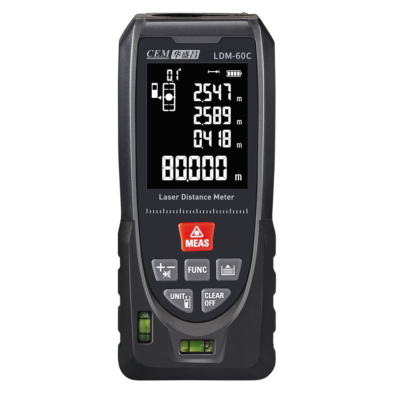 CEM LDM-80C Laser Distance Meter, High-Precision Laser Infrared Room Measuring Device, Electronic Ruler with Voice Playback, USB Direct Charging, 80 Meters Range
