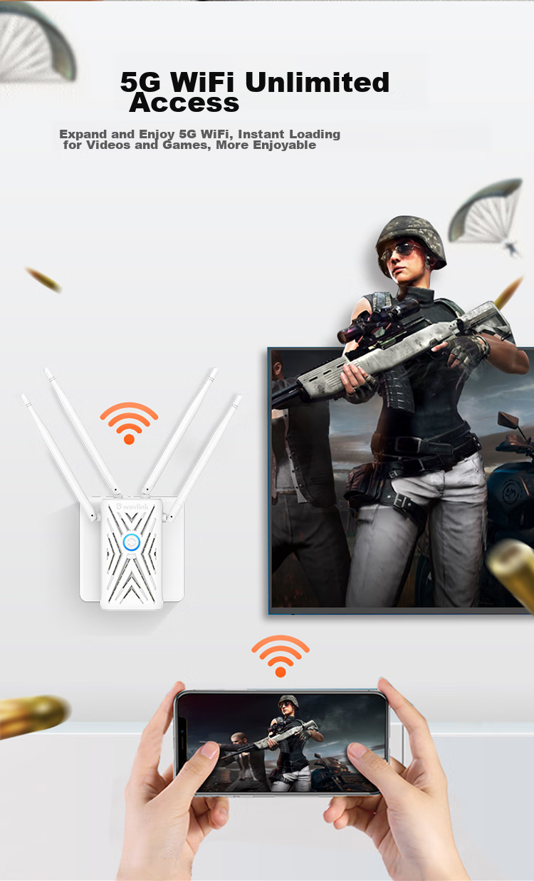 Wavlink 1200M Dual-Band WiFi Signal Amplifier, 5G Wireless Extender Repeater, Home Router Wireless Signal Booster, Amplifier AERIAL K 13