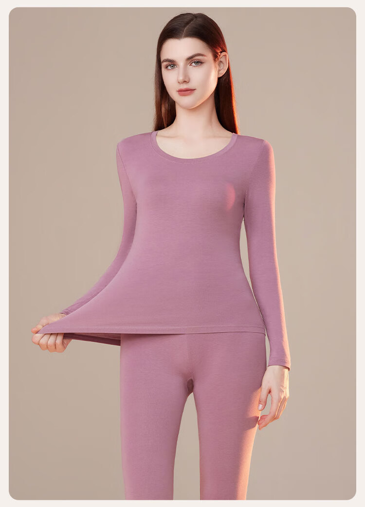 Ordifen [Modal Set] 7A Antibacterial Women's Thermal Underwear, Autumn And Winter Round Neck Base Layer, Black M 6