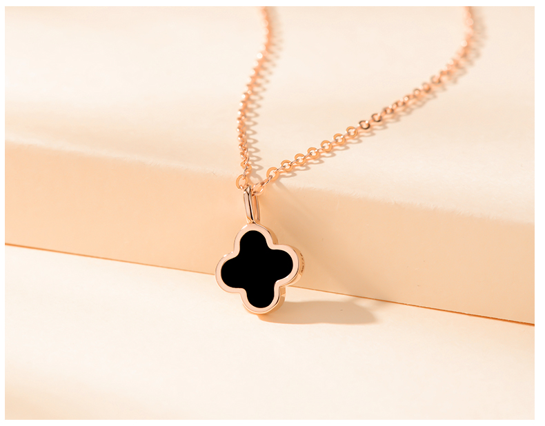 Grace Girl Four-Leaf Clover Necklace for Women, Simple And Elegant Rose Gold Collarbone Chain, Anniversary Birthday Gift for Girlfriend 9