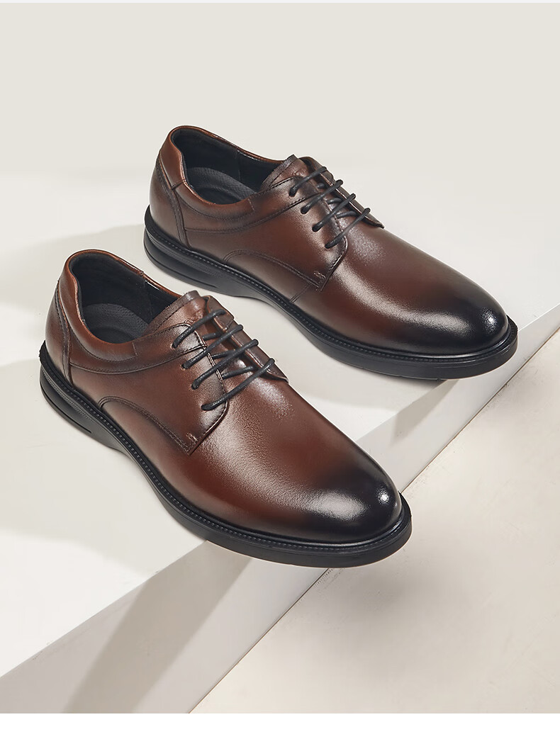 Kangnai Casual Leather Shoes, Autumn New Style Men's Work Business Derby Shoes, Soft Cowhide Comfortable Leather Shoes, Black, Size 38 9