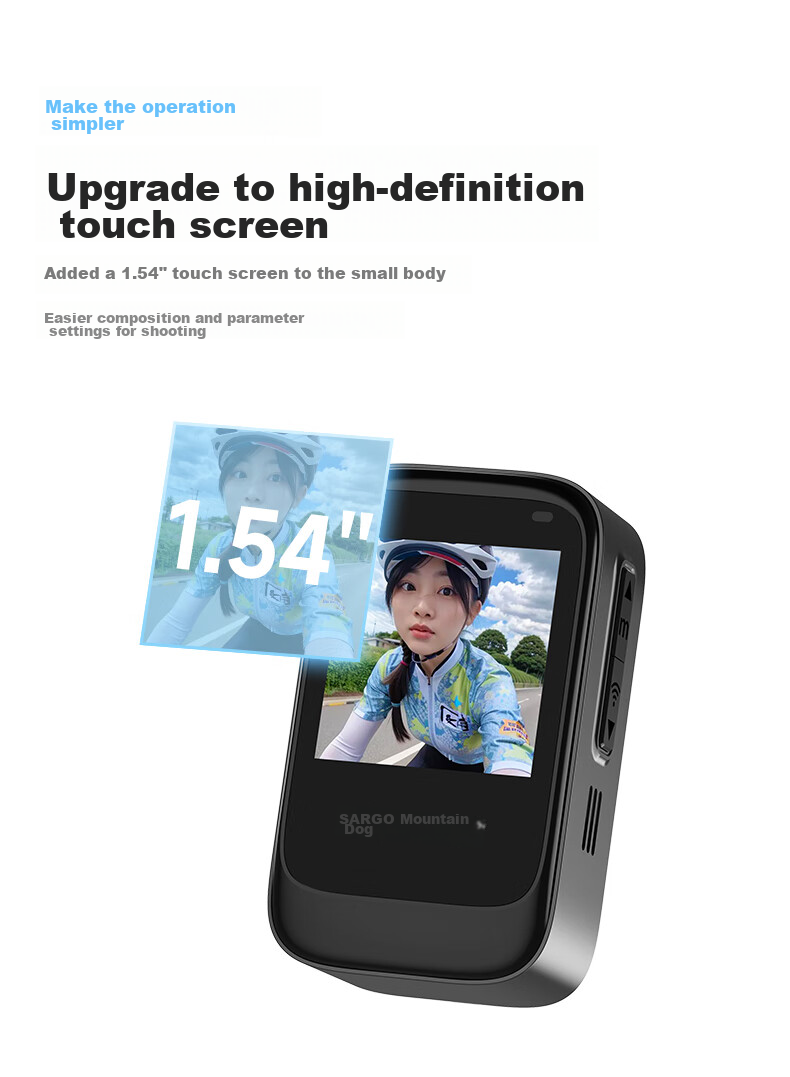 Shangou G20 Thumb Action Camera, Touchscreen 4K Enhanced Anti-Shake Portable Recorder, VLOG Shooting Outdoor Cycling Fishing Travel First-Person View Pre-Record Action Camera 64GB 10
