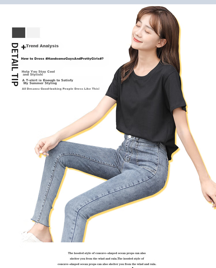 Nanjiren Premium Cotton Short Sleeve T-Shirt Vest for Women Summer Thin Solid Color Half Sleeve Top Wearable Inside and Outside M 3