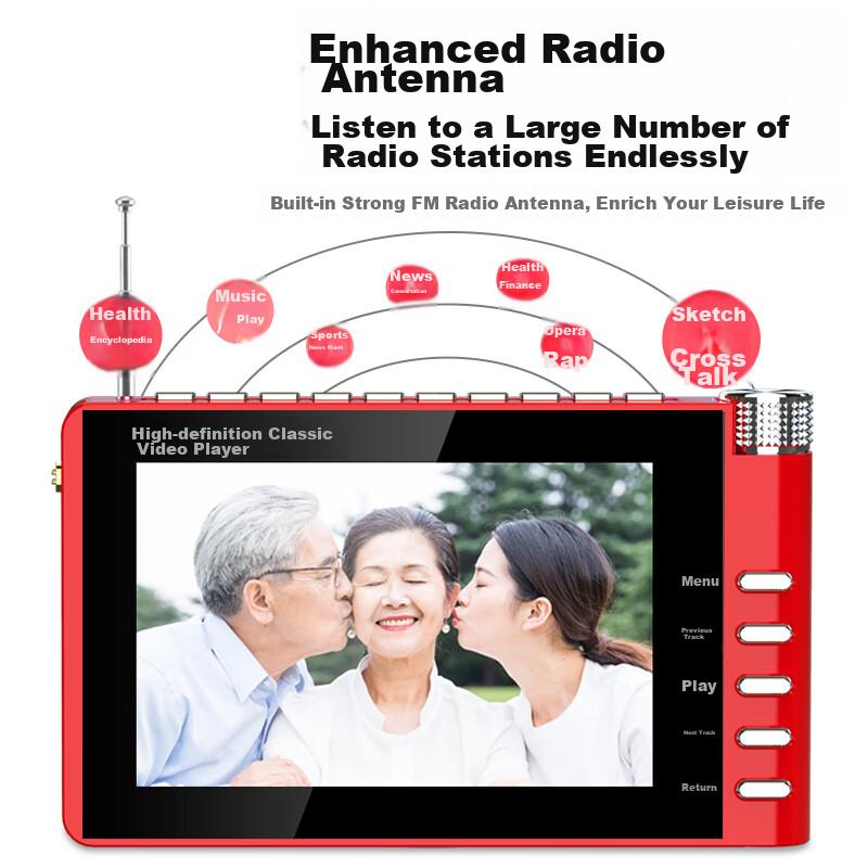 Huabao V2 Elderly Opera Machine, Senior Citizens' Theater Viewing And Listening Device, Square Dance Video Player, Portable with Display Screen, Radio, Video Player, Mobile