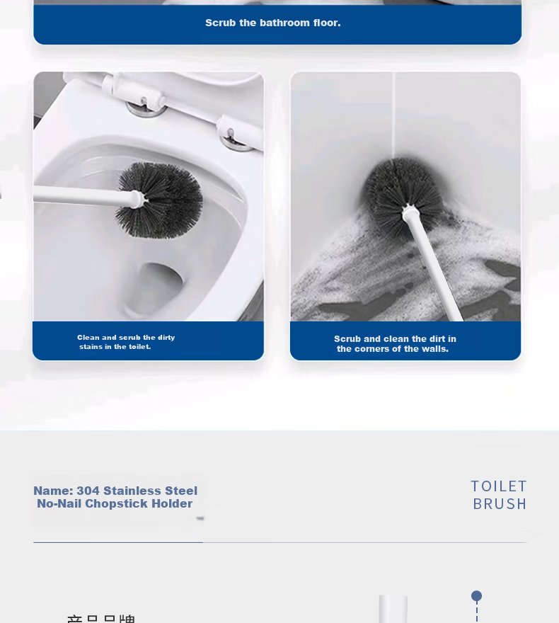 Jiapinhui Toilet Brush with Base, Cleaning Brush, Bathroom Toilet Cleaning Brush, Long-Handled Spherical Brush Set ZX-1587 14