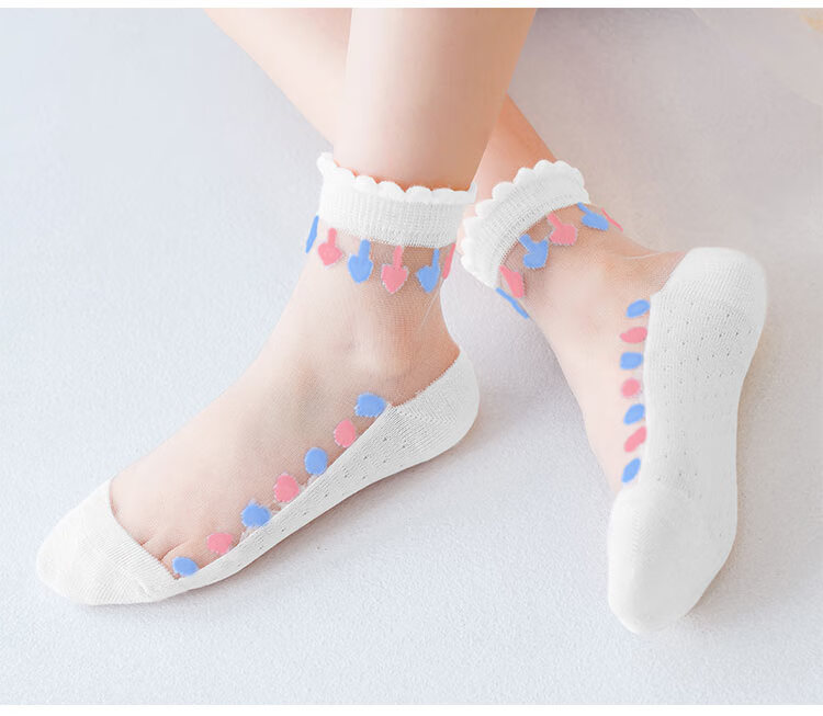 LangSha Children's Socks, Girls' Summer Ultra-Thin Crystal Socks, Versatile Lace Short Socks for Girls And Toddlers 7