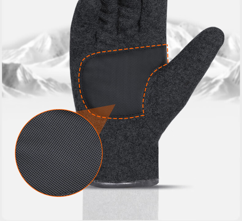 TUCANO Men's Gloves, Autumn And Winter Fleece-Lined, Warm Wool Outdoor Windproof, Touchscreen Compatible, Cycling Electric Bike Thickened Cold-Resistant Gloves 4