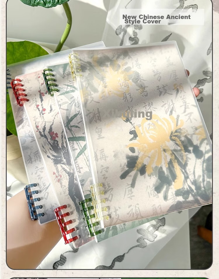 Sannianerban Chinese Style B5/60 Sheets Lined Comfortable Loose-Leaf Notebook Detachable Vintage-Style High-Quality Journal for Students' Diary And Error Correction Spiral Notebook Plum 3