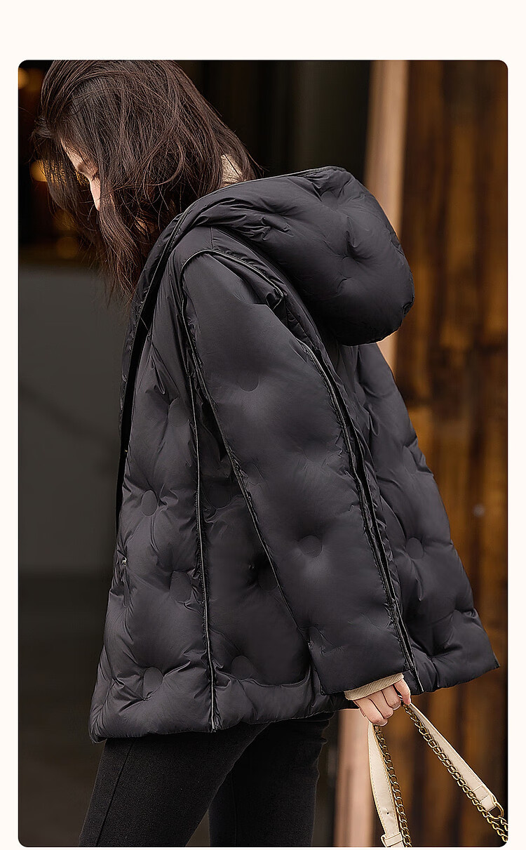 Dme [Dongxuelai] Winter Hooded Loose-Fitting 90% Duck Down Spring Yarn Long-Sleeve down Jacket Women's Short Coat 2