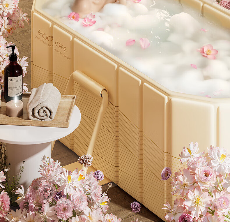 Miaoxinsi Foldable Adult Bathtub, PVC Material, No Installation Required, 1.2M Folding Bath Tub for Home Use 2