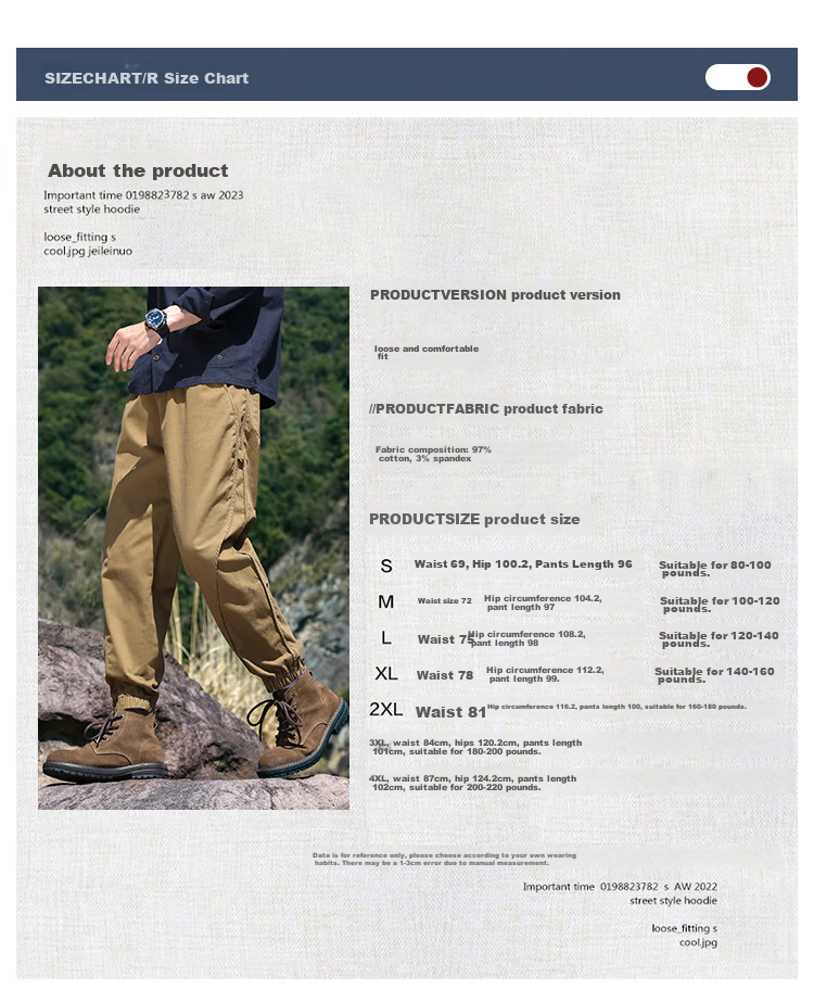 EASTERN CAMEL Casual Pants for Men, Spring And Summer Outdoor Sports Versatile Casual Tapered Cargo Pants Long Trousers, Khaki, L 3