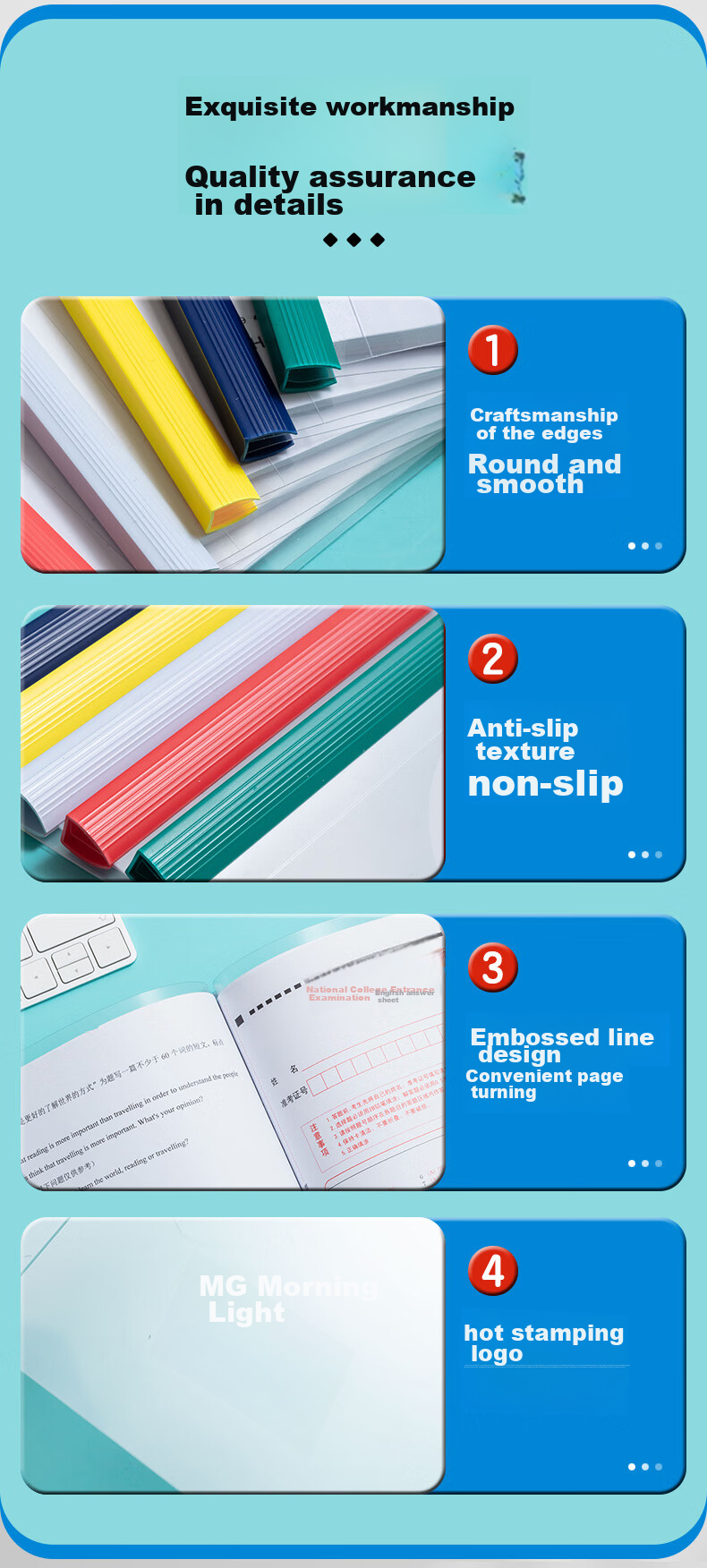 M&G A4/5mm Colored Triangular Pull Rod Binder Clip, Office Report Folder Pull Rod Clip Student Exam Organizer Document File Folder, Pack of 10 ADM94519 10